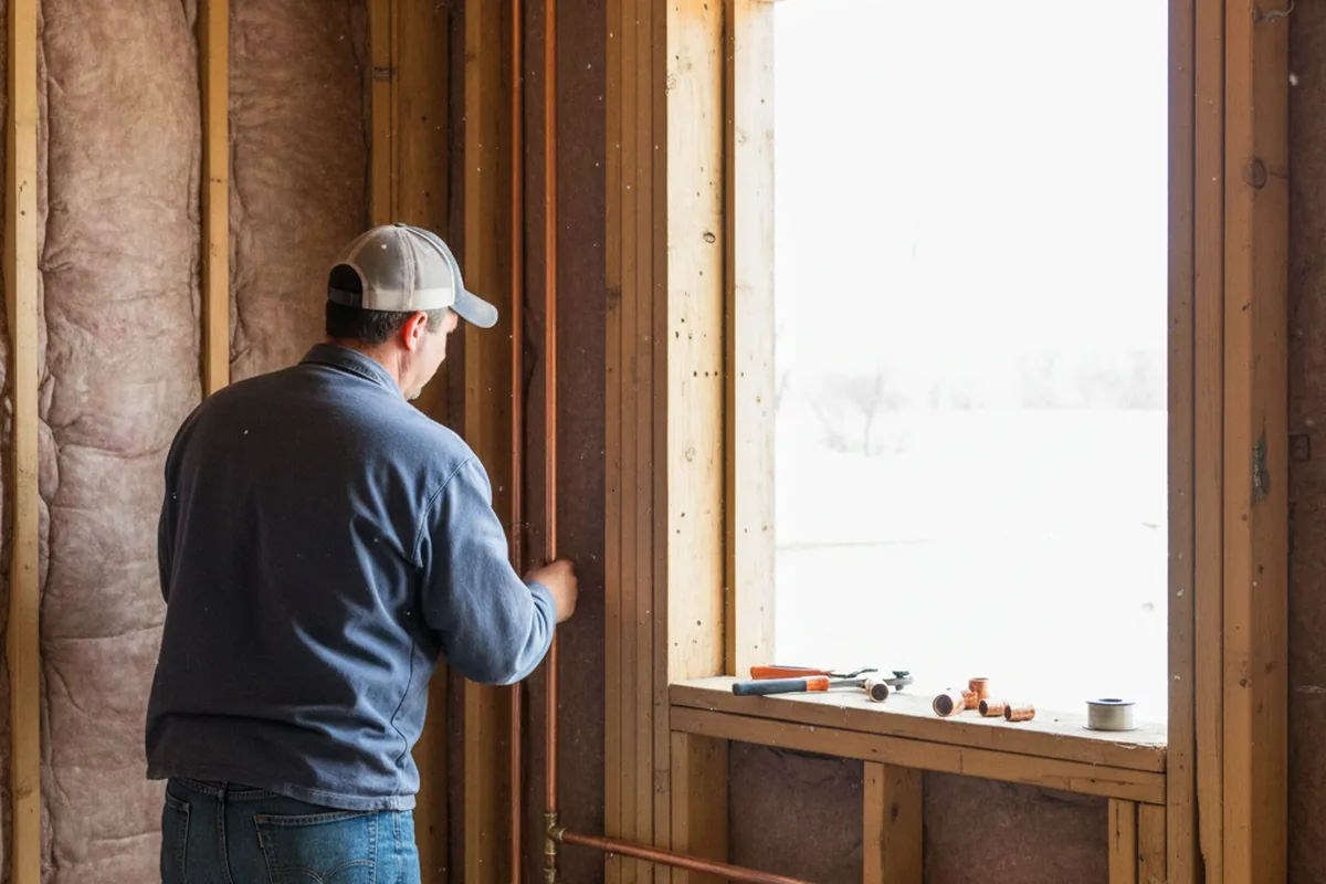 Licensed plumber running new copper supply lines in a Kenosha home