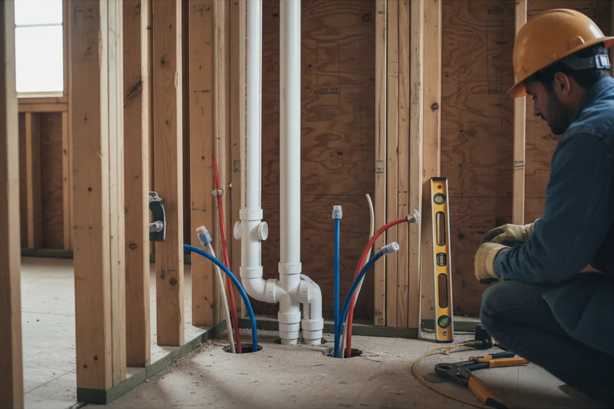 Drain and supply rough-in during Toilet Repair and Installation in Kenosha