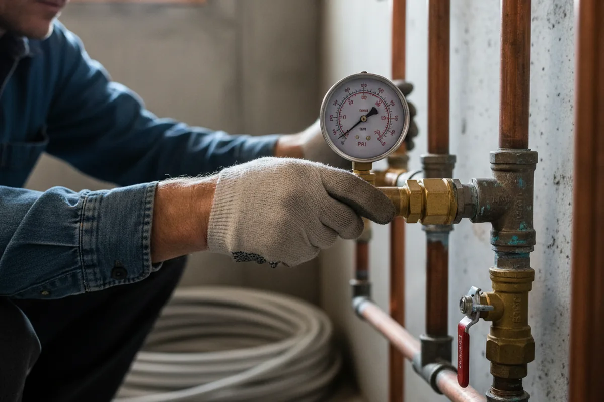 Pressure testing a repaired line during Water Line Repair in Kenosha